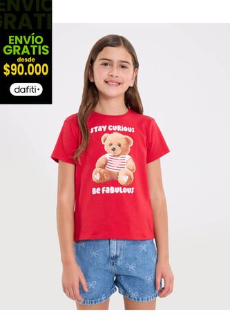 Camiseta X2 Infantil Niña Manga Corta Cuello Redondo Color Negro Marca Ostu #90090333 Ostu