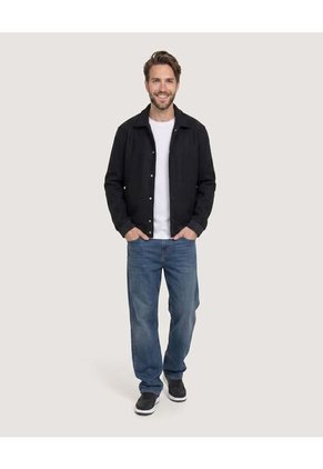 Chaqueta Bomber De Botones Para Hombre Negro Ostu