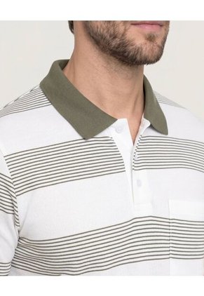Polo Cuello Tejido A Rayas Para Hombre Verde Ostu