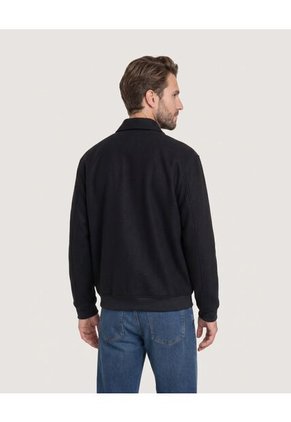 Chaqueta Bomber De Botones Para Hombre Negro Ostu