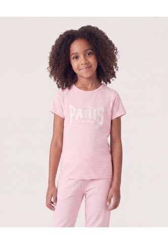 Camiseta Paris Estilo Universitario  Infantil Niña Rosa Ostu Ostu