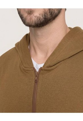 Buzo Hoodie Zipper De Ajuste Cómodo Para Hombre Café Ostu