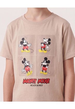 Camiseta Mickey Mouse Retro Para Niño Infantil Niño Beige Ostu