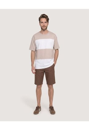 Bermuda Básica Con Bolsillos Para Hombre Café Ostu