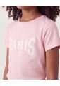 Camiseta Paris Estilo Universitario  Infantil Niña Rosa Ostu de Ostu