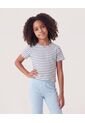Camiseta Cropped Rayas Clásicas  Infantil Niña Blanco Ostu de Ostu