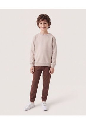 Buzo Básico Cuello Redondo Para Niño  Infantil Niño Beige Ostu