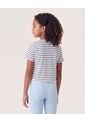 Camiseta Cropped Rayas Clásicas  Infantil Niña Blanco Ostu de Ostu