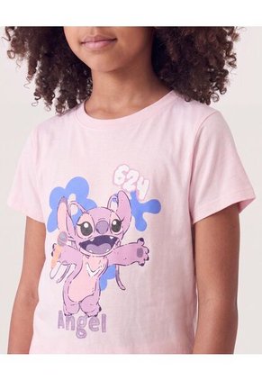 Camiseta Angel De Lilo Y Stitch Infantil Niña Lila Ostu