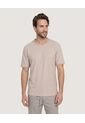 Camiseta Regular Preteñida Klang  Para Hombre Beige Ostu de Ostu