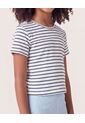 Camiseta Cropped Rayas Clásicas  Infantil Niña Blanco Ostu de Ostu