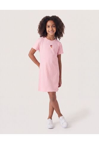 Vestido Helado Manga Corta  Infantil Niña Rosa Ostu Ostu