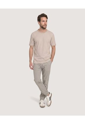 Camiseta Regular Preteñida Klang Para Hombre Beige Ostu