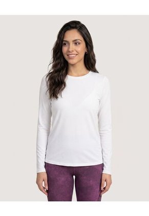 Camiseta Essential Manga Larga Para Mujer Marfil Ostu