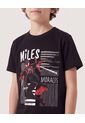 Camiseta Miles Morales Spider Man Para Niño  Infantil Niño Negro Ostu de Ostu