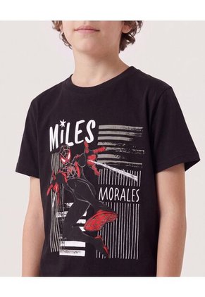 Camiseta Miles Morales Spider Man Para Niño Infantil Niño Negro Ostu