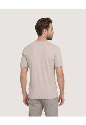 Camiseta Regular Preteñida Klang Para Hombre Beige Ostu