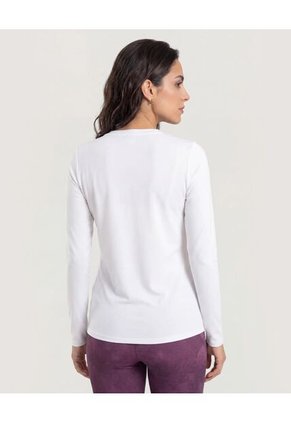 Camiseta Essential Manga Larga Para Mujer Marfil Ostu