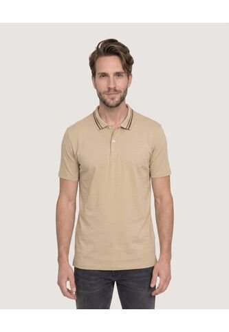 Polo Jersey Lycrada  Para Hombre Beige Ostu Ostu