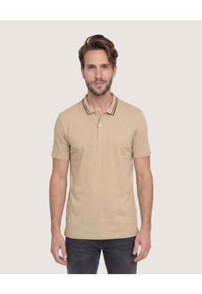 Polo Jersey Lycrada Para Hombre Beige Ostu