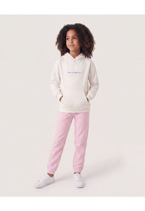 Buzo Hoodie Mensaje Inspirador Infantil Niña Crema Ostu