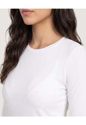 Camiseta Essential Manga Larga Para Mujer Marfil Ostu