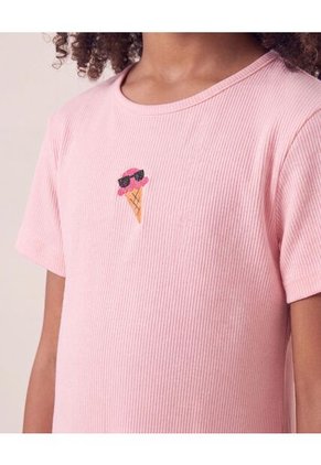 Vestido Helado Manga Corta Infantil Niña Rosa Ostu