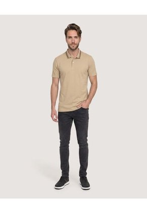Polo Jersey Lycrada Para Hombre Beige Ostu