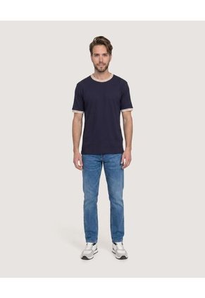 Camiseta Regular Preteñida Klang Para Hombre Azul Ostu