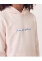 Buzo Hoodie Mensaje Inspirador  Infantil Niña Crema Ostu de Ostu