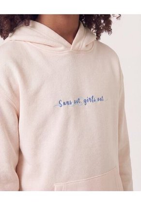 Buzo Hoodie Mensaje Inspirador Infantil Niña Crema Ostu