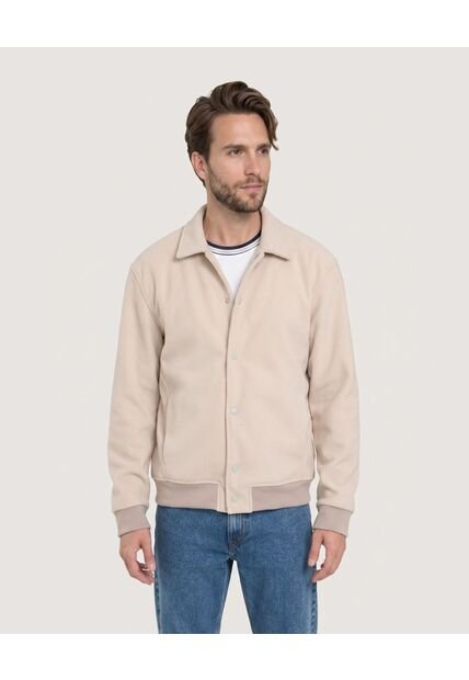 Chaqueta Bomber De Botones  Para Hombre Arena Ostu