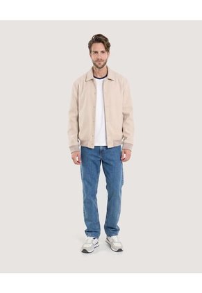 Chaqueta Bomber De Botones Para Hombre Arena Ostu