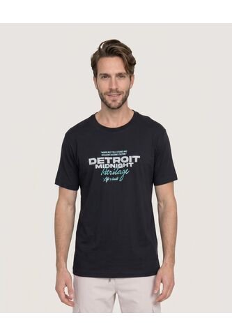 Camiseta Screen Detroit Regular  Para Hombre Negro Ostu Ostu