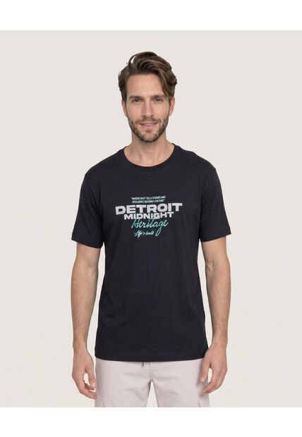 Camiseta Screen Detroit Regular  Para Hombre Negro Ostu