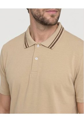 Polo Jersey Lycrada Para Hombre Beige Ostu
