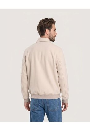Chaqueta Bomber De Botones Para Hombre Arena Ostu