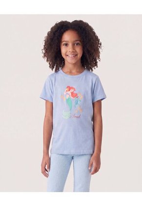 Camiseta Ariel De La Sirenita Infantil Niña Azul Ostu