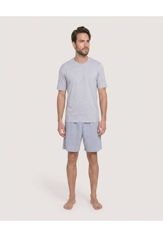 Pijama De Camiseta Y Pantaloneta  Para Hombre Gris Ostu Ostu