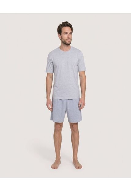 Pijama De Camiseta Y Pantaloneta  Para Hombre Gris Ostu