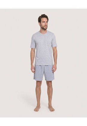 Pijama De Camiseta Y Pantaloneta Para Hombre Gris Ostu