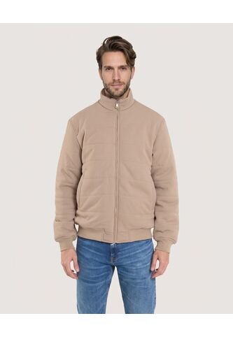 Chaqueta Acolchada Con Cierre Frontal  Para Hombre Beige Ostu Ostu