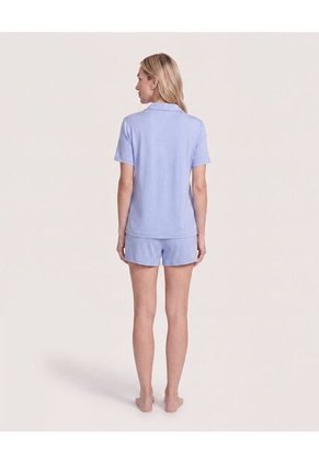 Pijama Resort Con Short Unicolor Para Mujer Azul Ostu