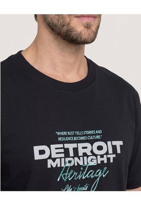 Camiseta Screen Detroit Regular Para Hombre Negro Ostu