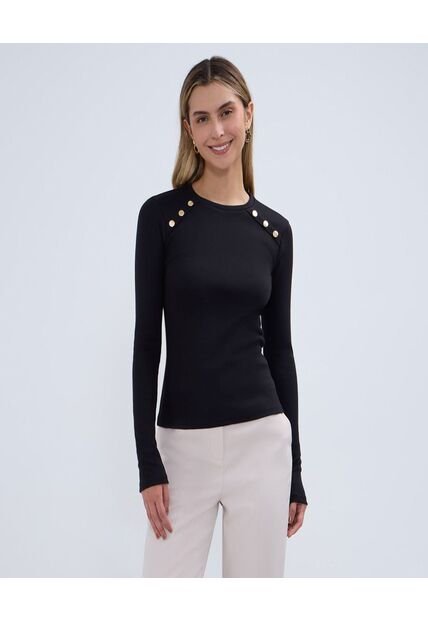 Camiseta Para Mujer Manga Larga Color Negro Marca Ostu #40092216