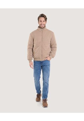 Chaqueta Acolchada Con Cierre Frontal  Para Hombre Beige Ostu