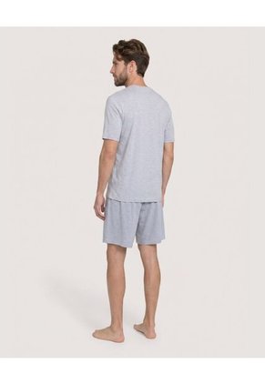 Pijama De Camiseta Y Pantaloneta Para Hombre Gris Ostu