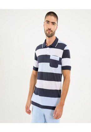 Polo Para Hombre Cuello Tejido Con Bolsillo Color Azul Marca Ostu #60110749