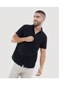 Camisa Para Hombre Manga Corta Con Bolsillo Color Negro Marca Ostu #60010675 de Ostu