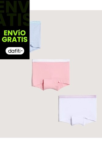 Ropa Interior X3 Infantil Niña Boxer Color Negro Marca Ostu #90180109 Ostu